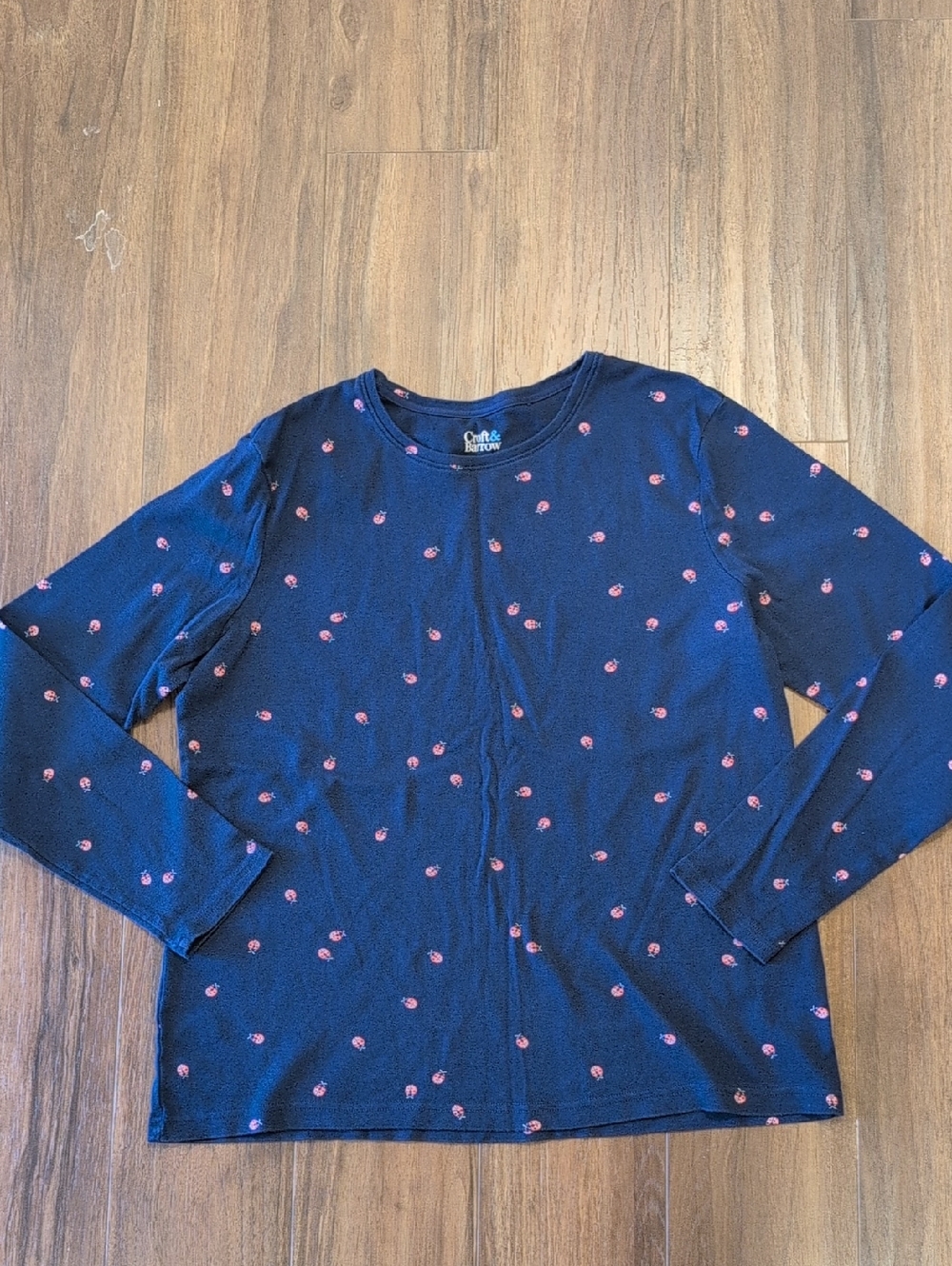 Cat & Jack Navy Long Sleeve Tee with Pink Lady Bug Print